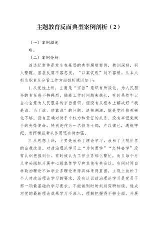 主题教育反面典型案例剖析（2）