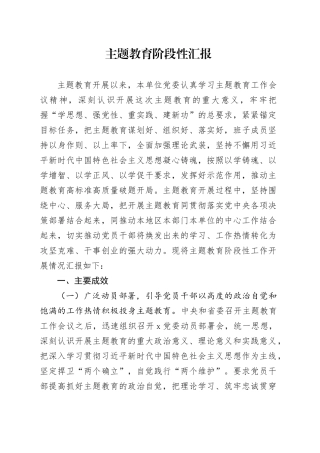 主题教育阶段性汇报