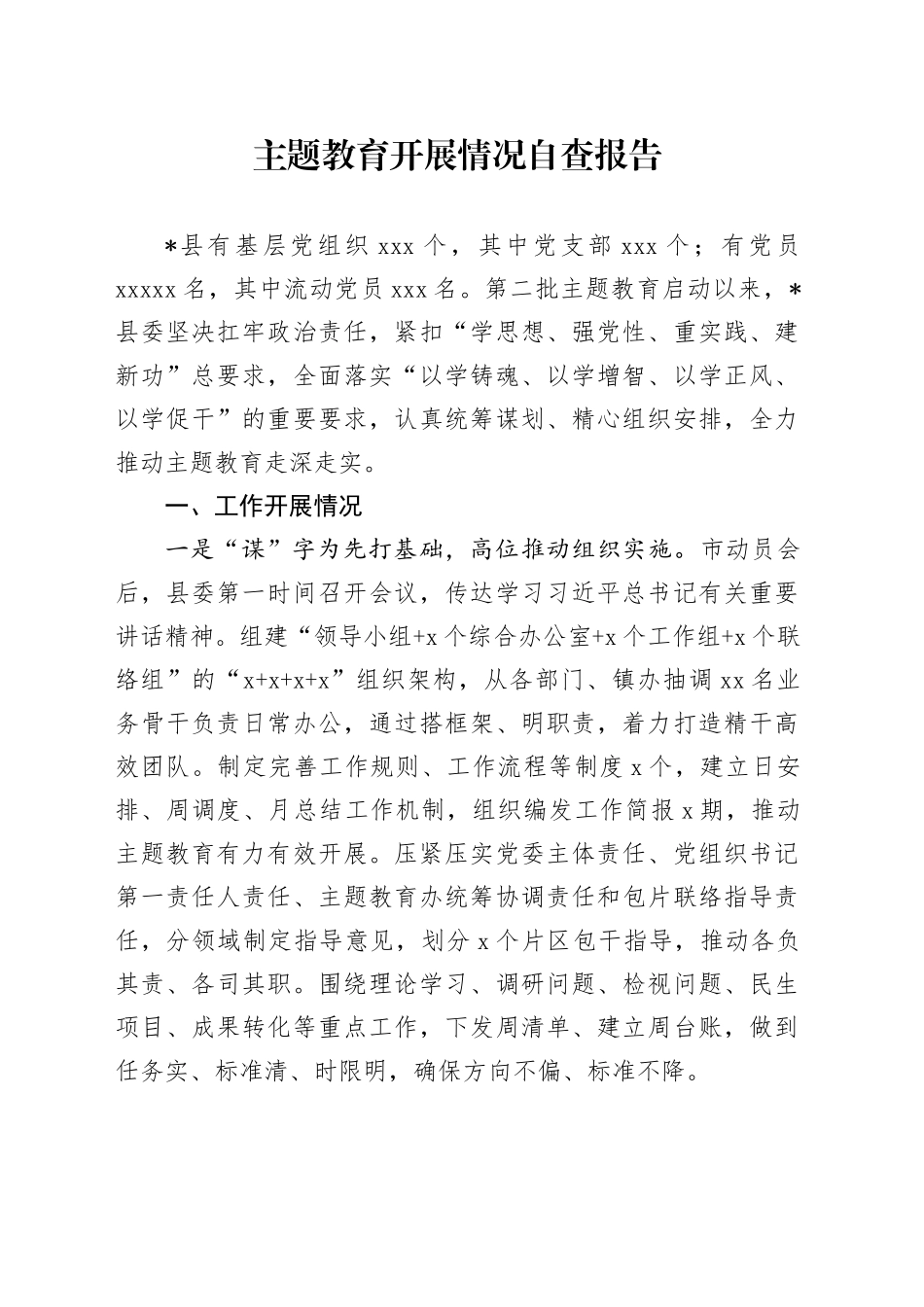 主题教育开展情况自查报告_第1页