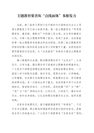 主题教育要善从“点线面体”多维发力