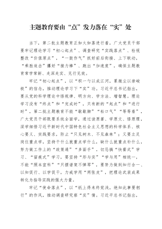 主题教育要由“点”发力 落在“实”处