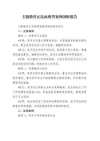主题教育正反面典型案例剖析报告（第二批次）