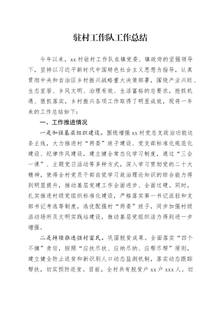 驻村工作队工作总结