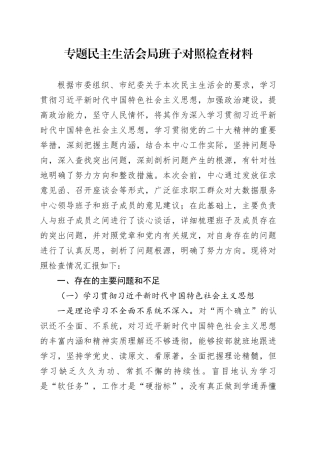 专题民主生活会对照检查材料2024