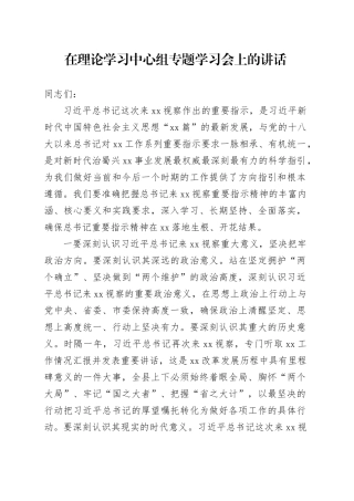 专题中心组学习会讲话