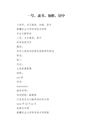 专业文献综述格式