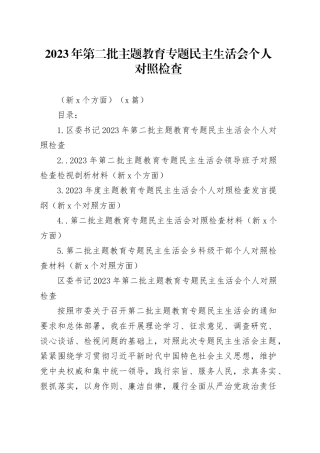 （5篇）2023年第二批主题教育专题民主生活会个人对照检查（新6个方面）