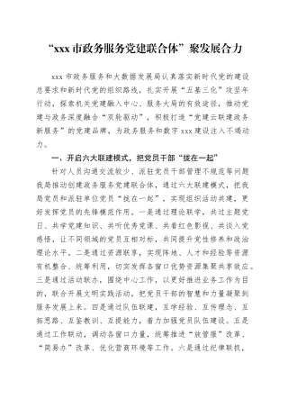 “xxx市政务服务党建联合体”聚发展合力