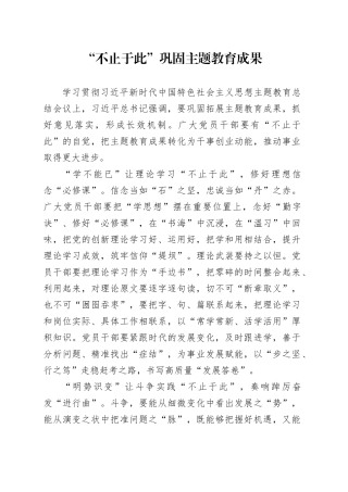 “不止于此”巩固主题教育成果