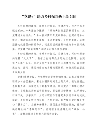 “党建 ”助力乡村振兴迈上新台阶
