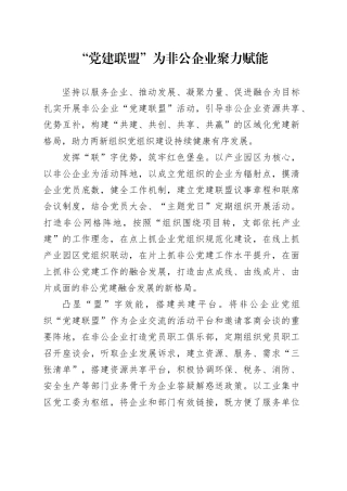 “党建联盟”为非公企业聚力赋能