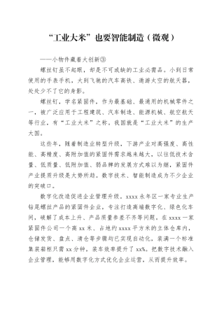 “工业大米”也要智能制造（微观）