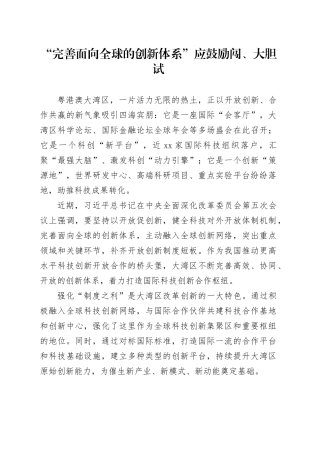 “完善面向全球的创新体系”应鼓励闯、大胆试