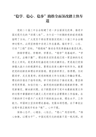 “稳学、稳心、稳步”助推全面深改踏上快车道
