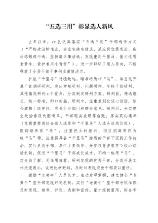 “五选三用”彰显选人新风