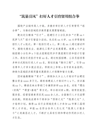 “筑巢引凤”打好人才引育留用组合拳