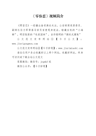 《零容忍》视频简介