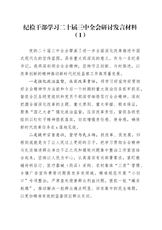 【10篇】纪检干部学习二十届三中全会研讨发言材料心得体会交流讲话20240821