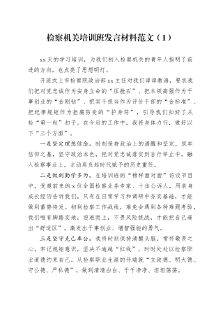 3篇检察机关培训班发言材料心得体会20240422