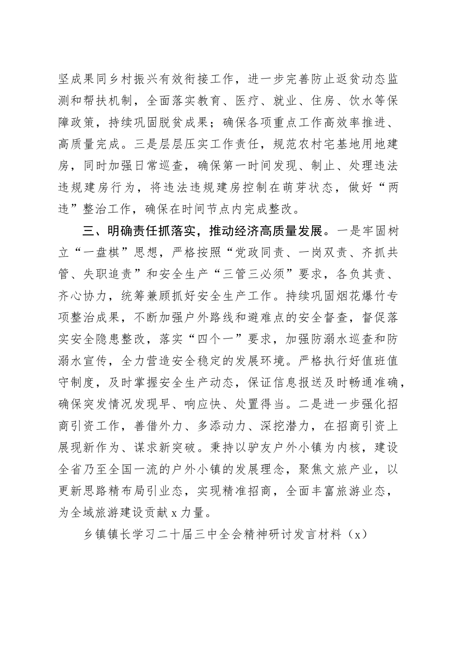 3篇乡镇街道镇长学习二十届三中全会精神研讨发言材料心得体会20240826_第2页