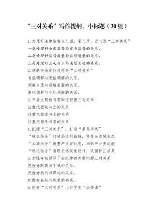 30组三对关系写作提纲小标题20240226