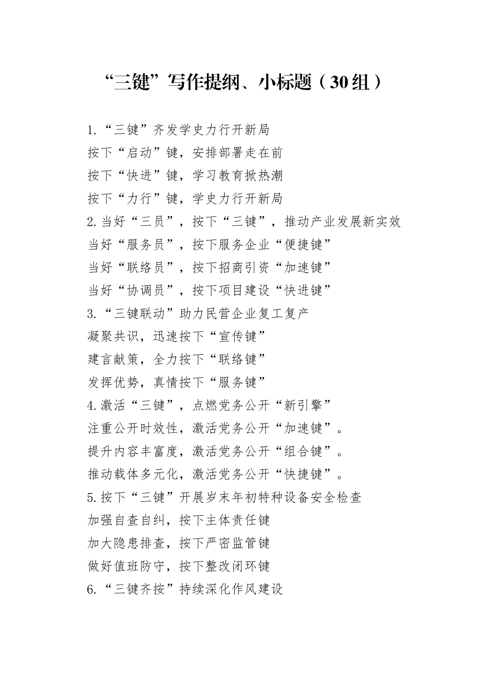 30组三键写作提纲小标题20240904_第1页