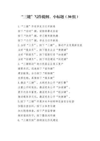 30组三键写作提纲小标题20240904