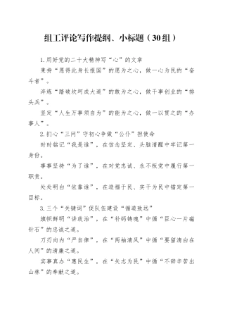 30组组工评论写作提纲小标题20240415 （2）