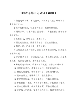 40组任职表态排比句金句20241016