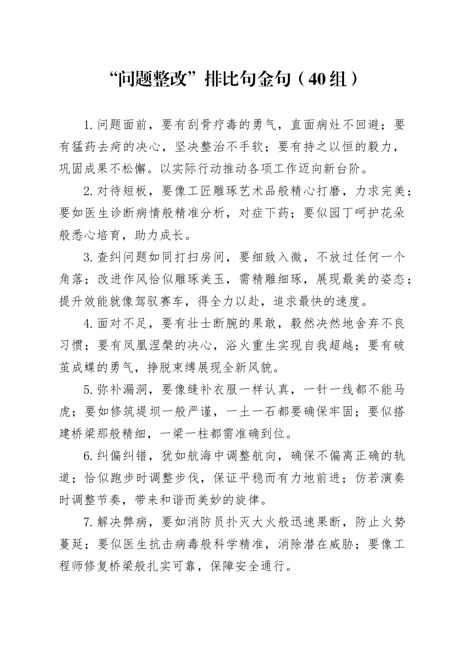 40组问题整改排比句金句20241016_第1页