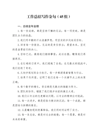 45组工作总结写作金句20241030