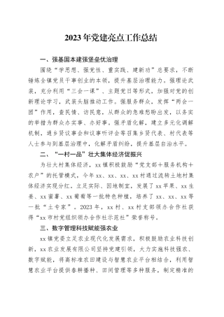 2023年党建亮点工作总结