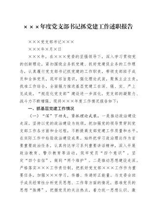 2023年度党支部书记抓党建工作述职报告20240129