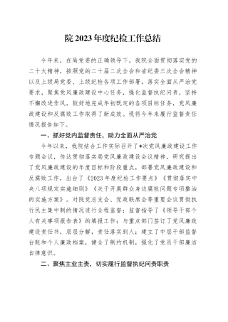 2023年度纪检工作总结2200字