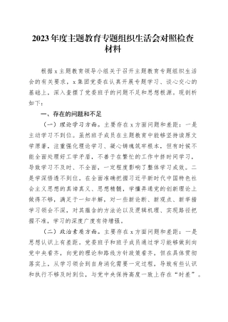2023年度主题教育专题组织生活会对照检查材料（七个方面、反面典型案例剖析）