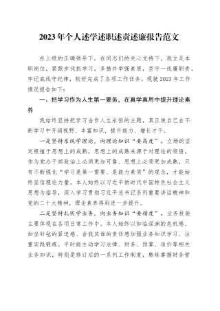 2023年个人述学述职述责述廉报告工作汇报总结20240221