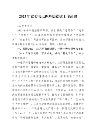 2023年镇党委书记党建述职