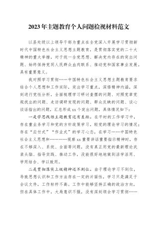 2023年主题教育个人问题检视材料范文 （3）