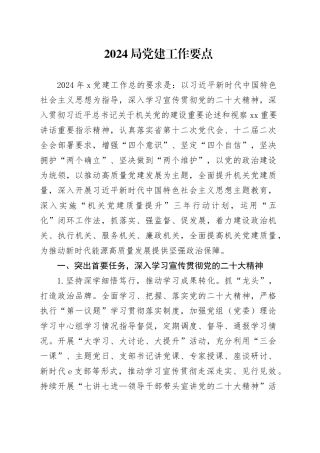 2024局党建工作要点