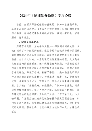 2024年《纪律处分条例》学习心得（2）