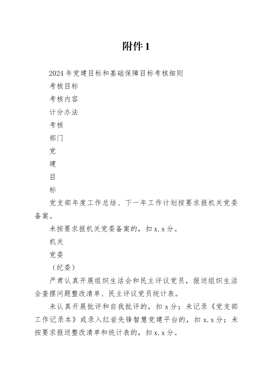 2024年党建目标和基础保障目标考核细则（学校）_第1页