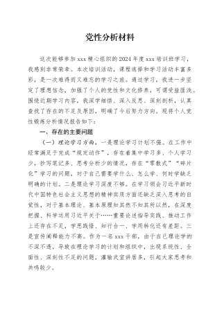 2024年党性分析材料