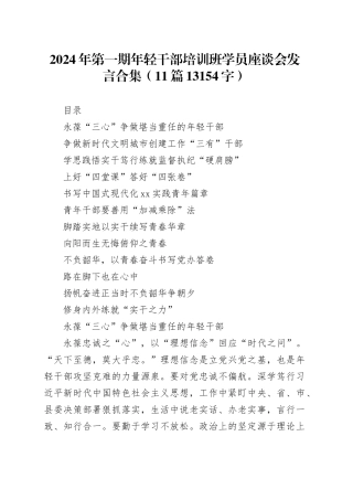 2024年第一期年轻干部培训班学员座谈会发言合集（11篇13154字）