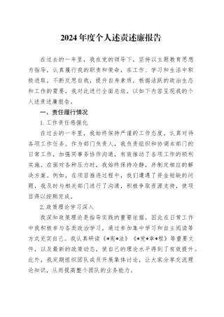 2024年度个人述责述廉报告