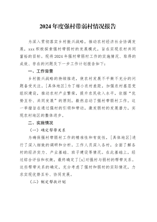 2024年度强村带弱村情况报告