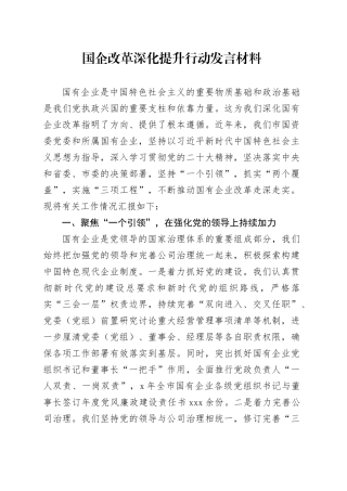 2024年国企改革深化提升行动汇报发言