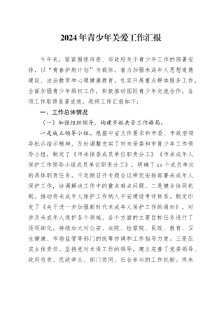 2024年青少年关爱工作汇报