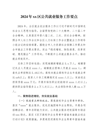 2024年区公共就业服务工作要点（20240522）
