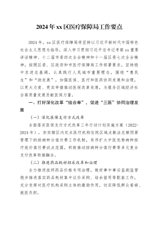 2024年区医疗保障局工作要点（20240311）
