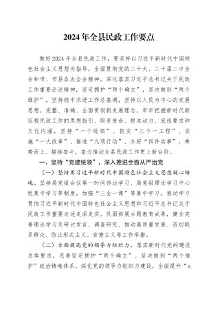 2024年全县民政工作要点